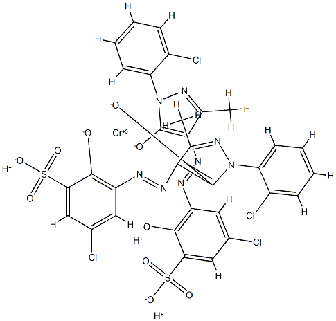 trisodium bis[5-chloro-3-[[1-(2-chlorophenyl)-4,5-dihydro-3-methyl-5-oxo-1H-pyrazol-4-yl]azo]-2-hydroxybenzenesulphonato(3-)]chromate(3-) Structure