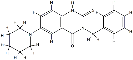 3-benzyl-6-piperidin-1-yl-2-sulfanylidene-1H-quinazolin-4-one 化学構造式