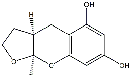 4H-Furo[2,3-b][1]benzopyran-5,7-diol,2,3,3a,9a-tetrahydro-9a-methyl-,(3aR,9aR)-rel-(9CI) 化学構造式