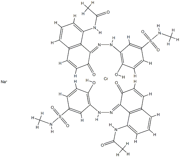 双[N-[7-羟基-8-[[2-羟基-5-[(甲氨基磺酰基)]苯基]偶氮]-1-萘基]乙酰氨基]合铬酸钠,68966-87-0,结构式