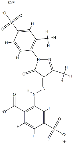 hydrogen [2-[[4,5-dihydro-3-methyl-5-oxo-1-(4-sulpho-o-tolyl)-1H-pyrazol-4-yl]azo]-4-sulphobenzoato(4-)]chromate(1-)  Struktur