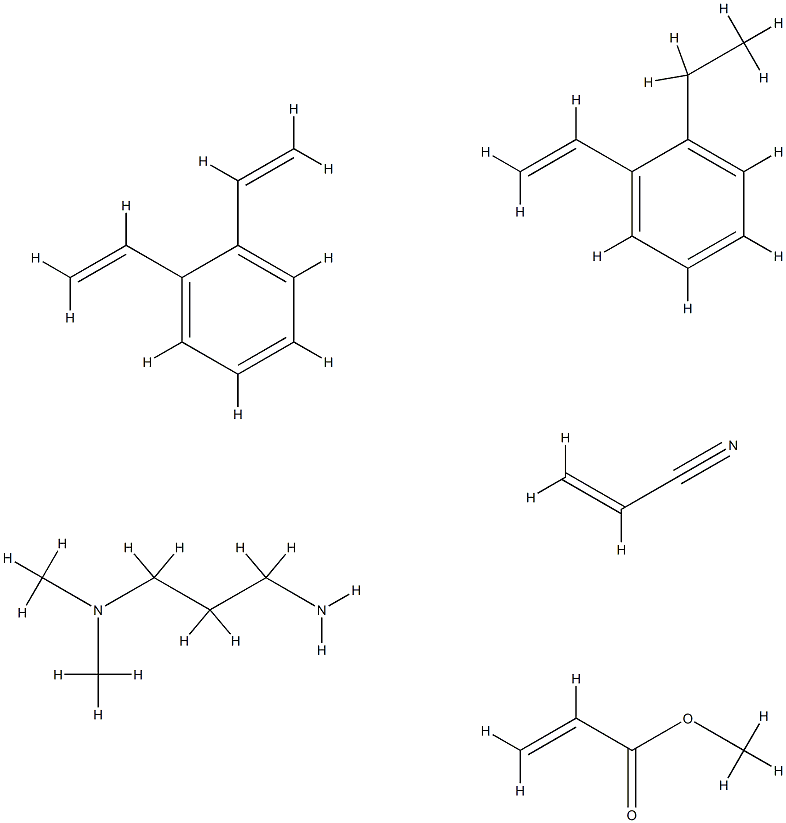 2-Propenoic acid, methyl ester, polymer with diethenylbenzene, ethenylethylbenzene and 2-propenenitrile, hydrolyzed, reaction products with N,N-dimethyl-1,3-propanediamine 结构式