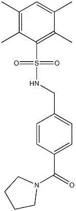 2,3,5,6-tetramethyl-N-[4-(1-pyrrolidinylcarbonyl)benzyl]benzenesulfonamide Structure