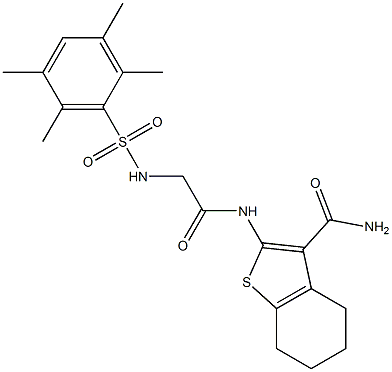 2-[({[(2,3,5,6-tetramethylphenyl)sulfonyl]amino}acetyl)amino]-4,5,6,7-tetrahydro-1-benzothiophene-3-carboxamide 结构式