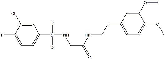 2-{[(3-chloro-4-fluorophenyl)sulfonyl]amino}-N-[2-(3,4-dimethoxyphenyl)ethyl]acetamide,690647-45-1,结构式