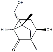 Bicyclo[3.2.1]oct-2-en-8-one, 4-hydroxy-7-(hydroxymethyl)-5,7-dimethyl-, (1R,4S,5R,7S)-rel- (9CI) Structure