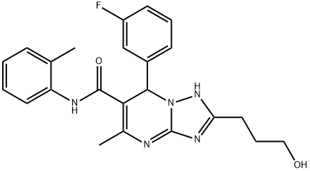 7-(3-fluorophenyl)-2-(3-hydroxypropyl)-5-methyl-N-(2-methylphenyl)-4,7-dihydro[1,2,4]triazolo[1,5-a]pyrimidine-6-carboxamide Struktur