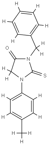3-benzyl-1-(4-methylphenyl)-2-sulfanylideneimidazolidin-4-one 化学構造式