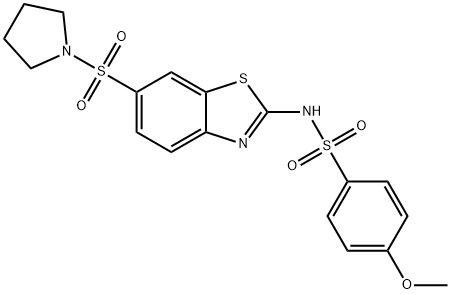 4-methoxy-N-[6-(1-pyrrolidinylsulfonyl)-1,3-benzothiazol-2-yl]benzenesulfonamide 结构式