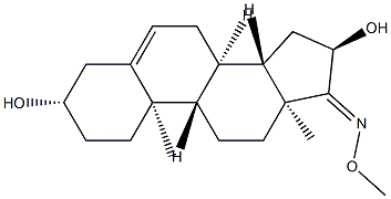 3β,16α-ジヒドロキシアンドロスタ-5-エン-17-オンO-メチルオキシム 化学構造式