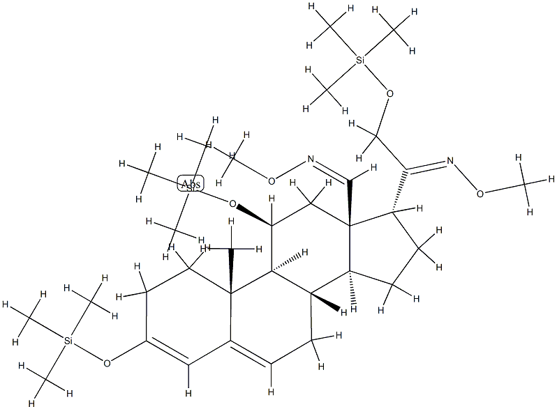 (17α)-20-(Methoxyimino)-3,11β,21-tris(trimethylsiloxy)pregna-3,5-dien-18-al O-methyl oxime 结构式