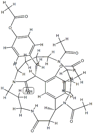 (11S,17R)-6,10-Diacetyl-15-acetyloxy-17-[(4-acetyloxyphenyl)methyl]-1,6,10,22-tetraazatricyclo[9.7.6.112,16]pentacosa-12,14,16(25)-triene-18,23-dione,69721-67-1,结构式