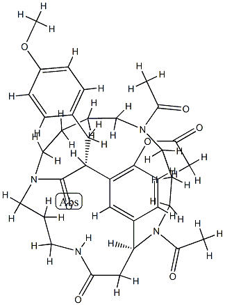 (11S,17R)-6,10-ジアセチル-15-アセチルオキシ-17-[(4-メトキシフェニル)メチル]-1,6,10,22-テトラアザトリシクロ[9.7.6.112,16]ペンタコサ-12,14,16(25)-トリエン-18,23-ジオン 化学構造式