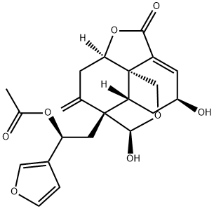 (1R,10aR)-7-[(S)-2-Acetoxy-2-(3-furyl)ethyl]-6,6aβ,7,8-tetrahydro-5β,8α-dihydroxy-11-methylene-1β,7β-ethanofuro[3,4-i][2]benzopyran-3(5H)-one,69749-02-6,结构式