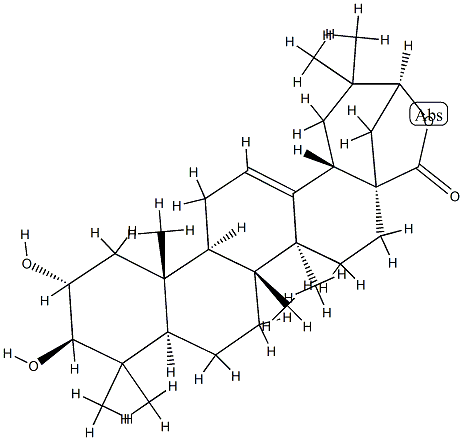 2α,3β,21β-Trihydroxyolean-12-en-28-oic acid γ-lactone Structure