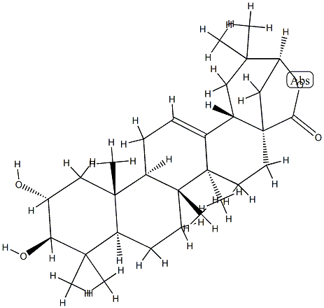 2α,3β,21β-トリヒドロキシオレアナ-12-エン-28-酸γ-ラクトン 化学構造式