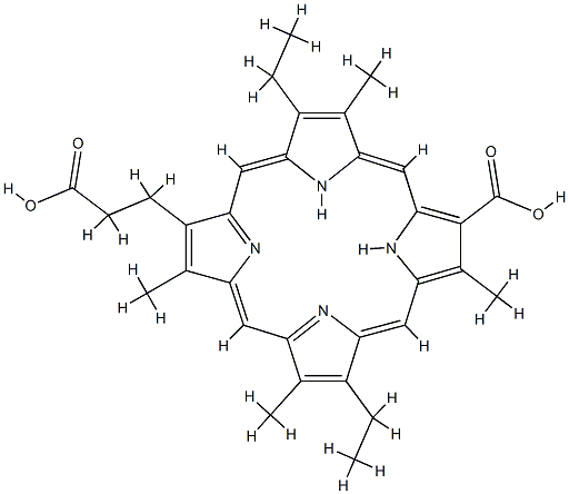 6988-86-9 13-(2-CARBOXYETHYL)-7,17-DIETHYL-3,8,12,18-TETRAMETHYL-21,24-DIHYDROPORPHYRIN-2-CARBOXYLIC ACID