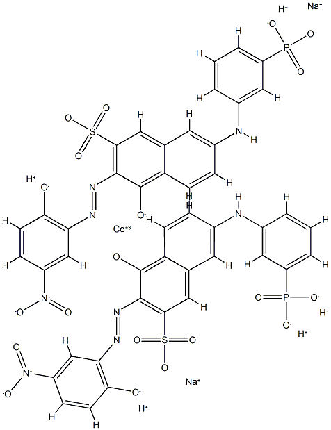 pentahydrogen disodium bis[4-hydroxy-3-[(2-hydroxy-5-nitrophenyl)azo]-7-[(3-phosphonophenyl)amino]naphthalene-2-sulphonato(5-)]cobaltate(7-) Structure