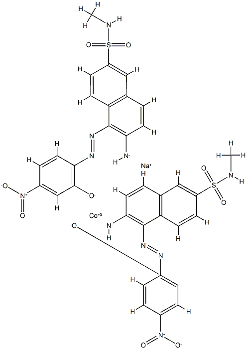 Cobaltate(1-), bis[6-amino-5-[(2-hydroxy- 4-nitrophenyl)azo]-N-methyl-2-naphthalenesulfonamidato (2-)]-, sodium 结构式