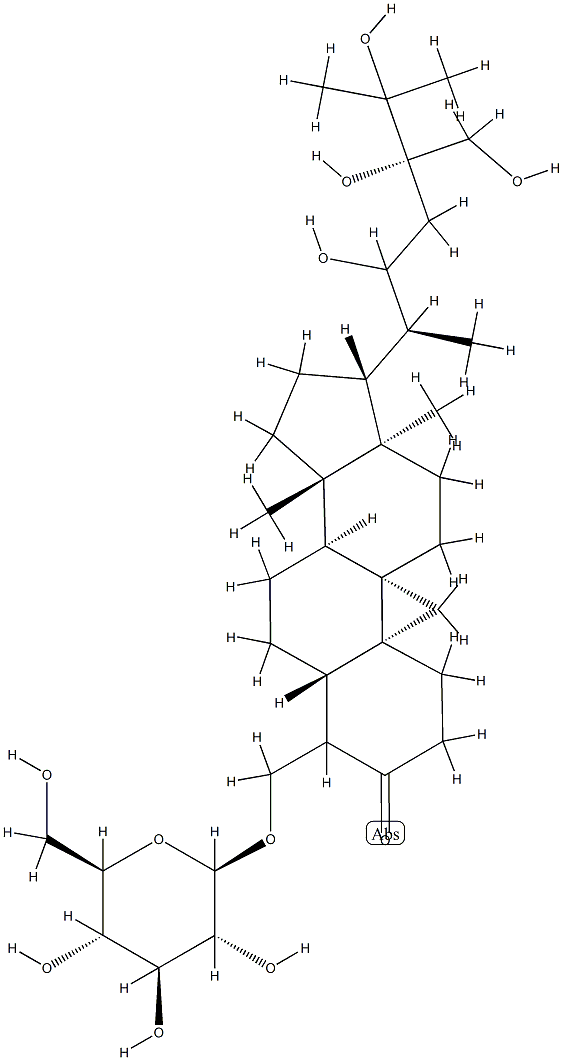 4-[(β-D-Glucopyranosyloxy)methyl]-22,24,25,28-tetrahydroxy-14-methyl-9β,19-cyclo-5α-ergostan-3-one 结构式