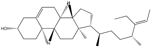 (24R)-24-[(E)-1-エチル-1-プロペニル]-26,27-ジノルコレスタ-5-エン-3β-オール 化学構造式