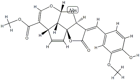 (3aS,9aS)-3,3a,7aα,9bα-テトラヒドロ-3-[(E)-(4-ヒドロキシ-3-メトキシフェニル)メチレン]-2-オキソ-2H,4aαH-1,4,5-トリオキサジシクロペンタ[a,hi]インデン-7-カルボン酸メチル 化学構造式