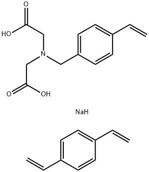 N-(p-Vinylbenzyl)iminodiacetic acid, disodium salt, p-divinylbenzene polymer 化学構造式