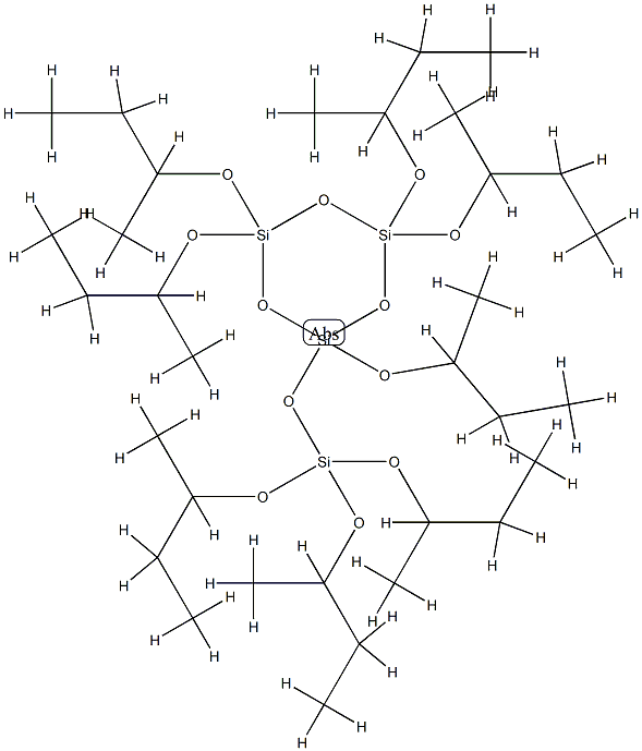 けい酸トリス(1-メチルプロピル)2,4,4,6,6-ペンタキス(1-メチルプロポキシ)シクロヘキサントリシロキサン-2-イル 化学構造式