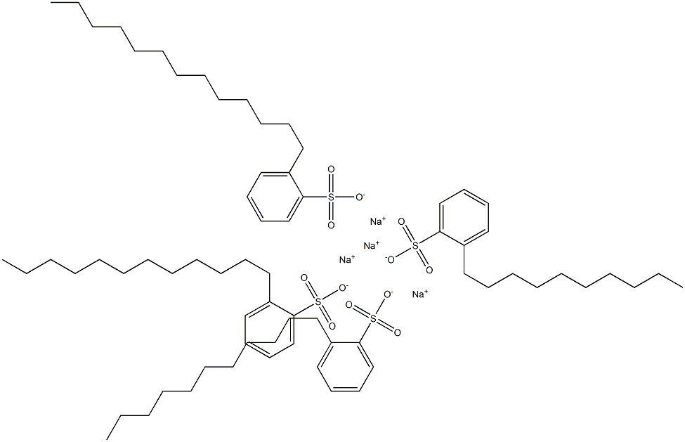 癸基苯磺酸钠与十二烷基苯磺酸钠,十三烷基苯磺酸钠和十一烷基苯磺酸钠的混合物 结构式