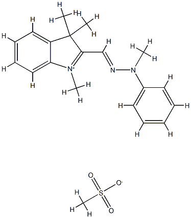 1,3,3-トリメチル-2-[[メチル(フェニル)ヒドラゾノ]メチル]-3H-インドリウム·メタンスルホナート 化学構造式