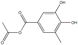 Benzoic acid, 3,4-dihydroxy-5-methyl-, anhydride with acetic acid (9CI) Struktur