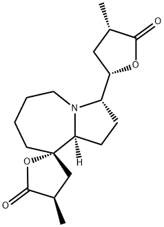 (2R,3'S,4R)-1',2',3,3',4,5',6',7',8',9'aα-デカヒドロ-4-メチル-3'-[(2S,4S)-テトラヒドロ-4-メチル-5-オキソフラン-2-イル]スピロ[フラン-2(5H),9'-[9H]ピロロ[1,2-a]アゼピン]-5-オン 化学構造式