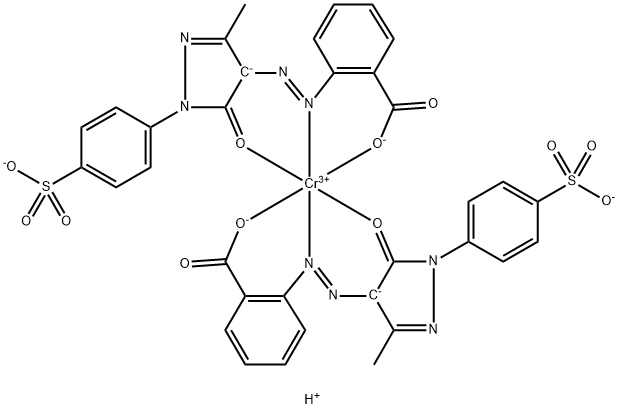 trihydrogen bis[2-[[4,5-dihydro-3-methyl-5-oxo-1-(4-sulphophenyl)-1H-pyrazol-4-yl]azo]benzoato(3-)]chromate(3-),71343-04-9,结构式