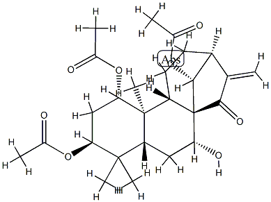 (14R)-1α,3β,14-Triacetoxy-7α-hydroxykaur-16-en-15-one Structure