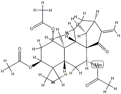 (14R)-1α,3β,7α-トリアセトキシ-14-ヒドロキシカウラ-16-エン-15-オン 化学構造式