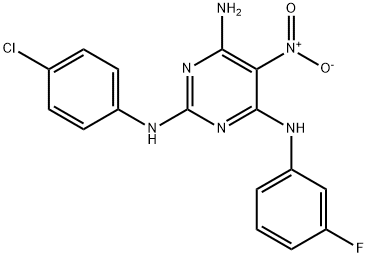 N~2~-(4-chlorophenyl)-N~4~-(3-fluorophenyl)-5-nitropyrimidine-2,4,6-triamine,714257-25-7,结构式