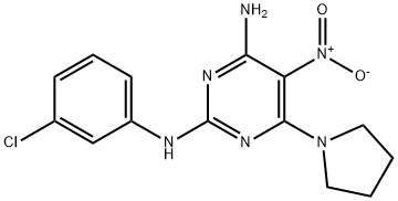 N~2~-(3-chlorophenyl)-5-nitro-6-(pyrrolidin-1-yl)pyrimidine-2,4-diamine 结构式