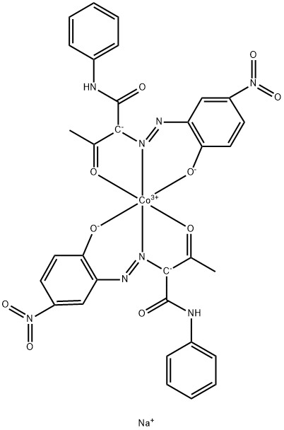 sodium bis[2-[(2-hydroxy-5-nitrophenyl)azo]-3-oxo-N-phenylbutyramidato(2-)]cobaltate(1-) Struktur