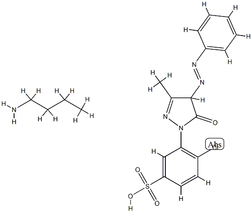 4-chloro-3-[4,5-dihydro-3-methyl-5-oxo-4-(phenylazo)-1H-pyrazol-1-yl]benzenesulphonic acid, compound with butylamine (1:1) 结构式