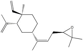 (R)-3-[3-[(1S)-4β-ビニル-4-メチル-3α-イソプロペニルシクロヘキサン-1α-イル]-2-ブテニル]-2,2-ジメチルオキシラン 化学構造式