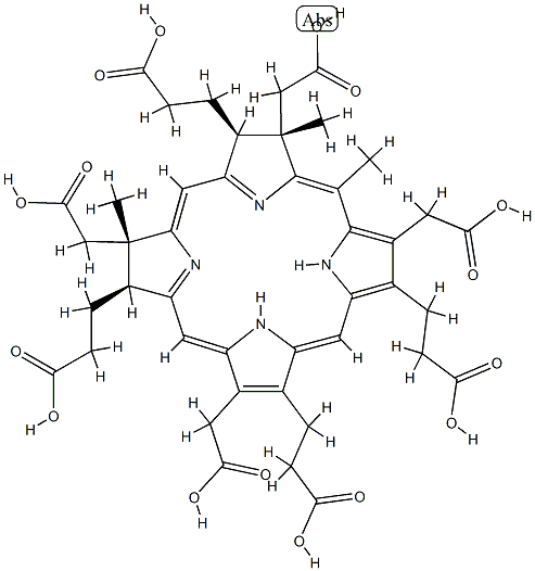 (2S)-2α,7α,20-トリメチル-2,3β,7,8β-テトラヒドロウロポルフィリンIII 化学構造式