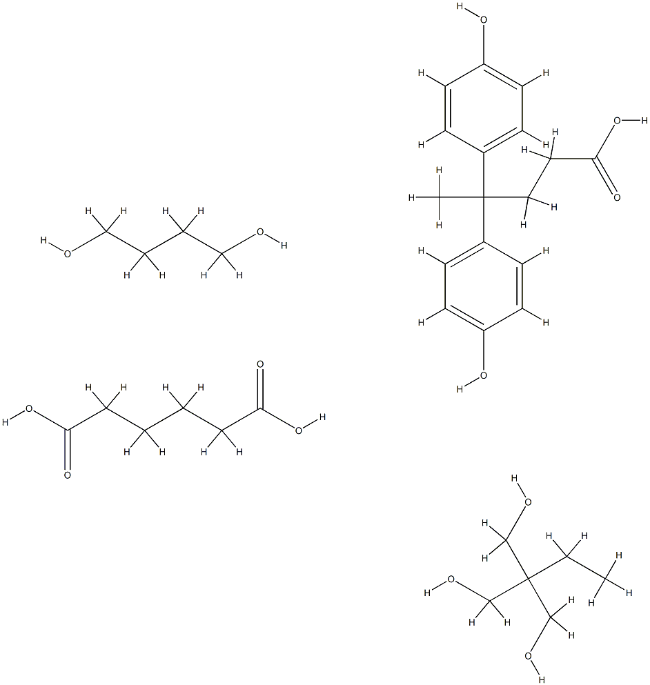 Hexanedioic acid, polymer with 1,4-butanediol, 2-ethyl-2-(hydroxymethyl)-1,3-propanediol and 4-hydroxy-γ-(4-hydroxyphenyl) -γ-methylbenzenebutanoic acid 结构式