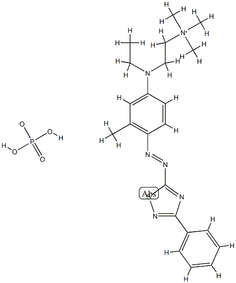 2-[エチル[3-メチル-4-[(3-フェニル-1,2,4-チアジアゾール-5-イル)アゾ]フェニル]アミノ]-N,N,N-トリメチルエタンアミニウム・二水素ホスファート 化学構造式