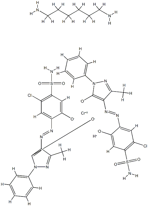 hydrogen bis[2-chloro-4-[(4,5-dihydro-3-methyl-5-oxo-1-phenyl-1H-pyrazol-4-yl)azo]-5-hydroxybenzenesulphonamidato(2-)]chromate(1-), compound with hexane-1,6-diamine (1:1),71902-28-8,结构式