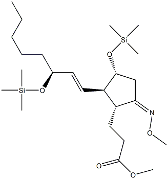 (1R)-5-(Methoxyimino)-3α-[(trimethylsilyl)oxy]-2β-[(1E,3S)-3-(trimethylsilyloxy)-1-octenyl]-1α-cyclopentanepropionic acid methyl ester 结构式