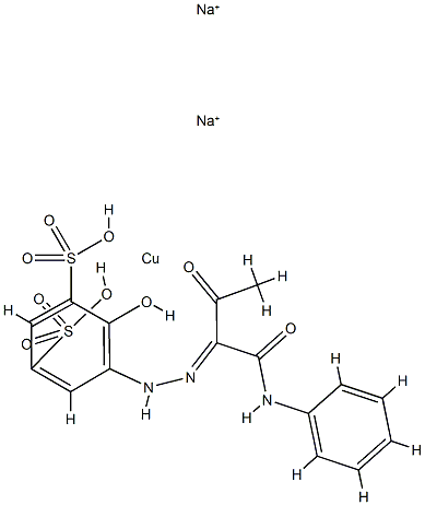 [4-(羟基)-5-[[2-氧代-1-[(苯氨基)羰基]丙基]偶氮]-1,3-苯二磺酸根合]铜酸二钠, 72152-69-3, 结构式