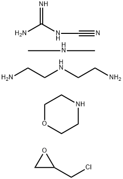Guanidine, cyano-, polymer with N-(2-aminoethyl)-1,2-ethanediamine and (chloromethyl)oxirane, reaction products with dimethylamine and morpholine Structure