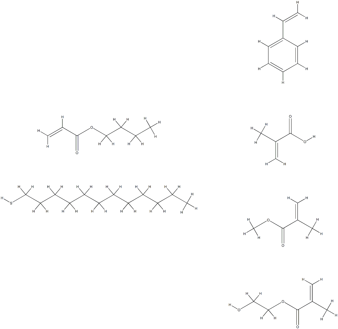 2-프로펜산,2-메틸-,부틸2-프로페노에이트,1-도데칸티올,에테닐벤젠,2-히드록시에틸2-메틸-2-프로페노에이트및메틸2-메틸-2-프로페노에이트함유텔로머