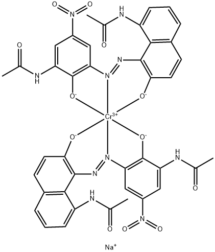 sodium bis[N-[3-[[8-acetamido-2-hydroxy-1-naphthyl]azo]-2-hydroxy-5-nitrophenyl]acetamidato(2-)]chromate(1-) Structure