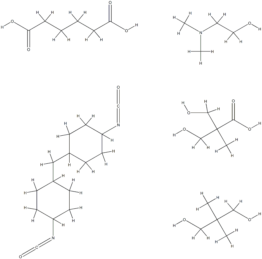 Hexanedioic acid, polymer with 2,2-dimethyl-1,3-propanediol, 3-hydroxy-2-(hydroxymethyl)-2-methylpropanoic acid and 1,1'-methylenebis[4-isocyanatocyclohexane], compd. with 2-(dimethylamino)ethanol 结构式